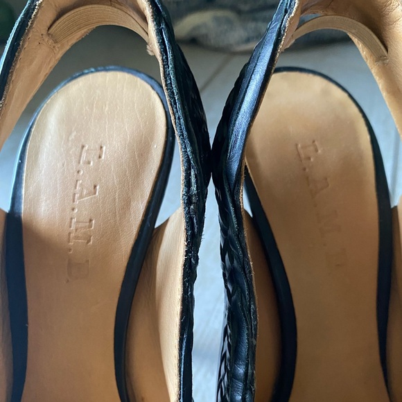 L.A.M.B. Slingback, open toe, leather stiletto size 7M black 6” heels 1” platfor - Picture 7 of 11